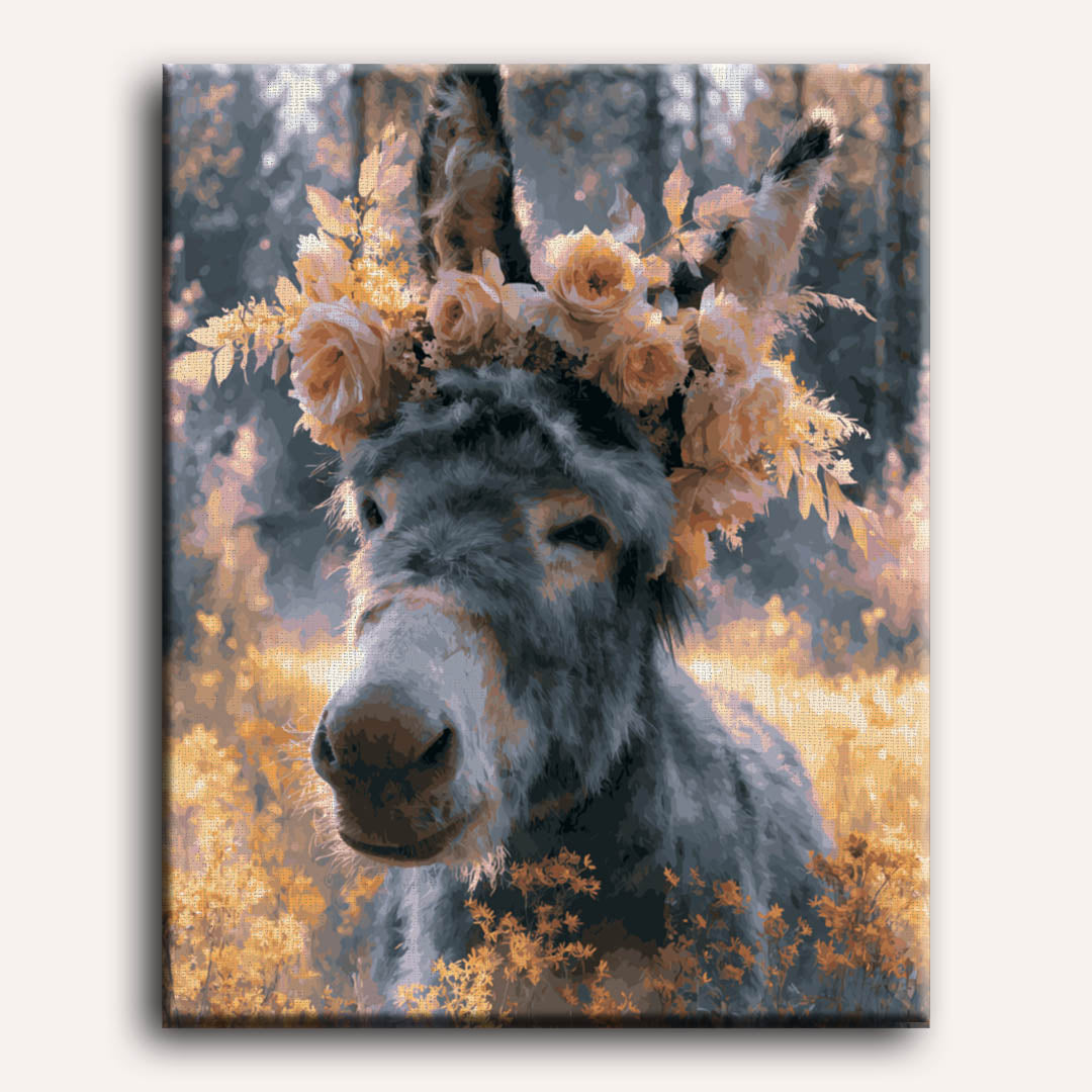 Malen nach Zahlen - Blumen-Esel