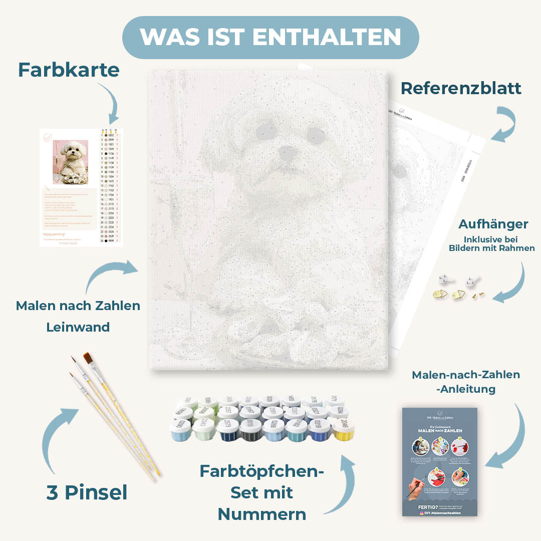 Malen nach Zahlen - Welpen-Austern-Lunch
