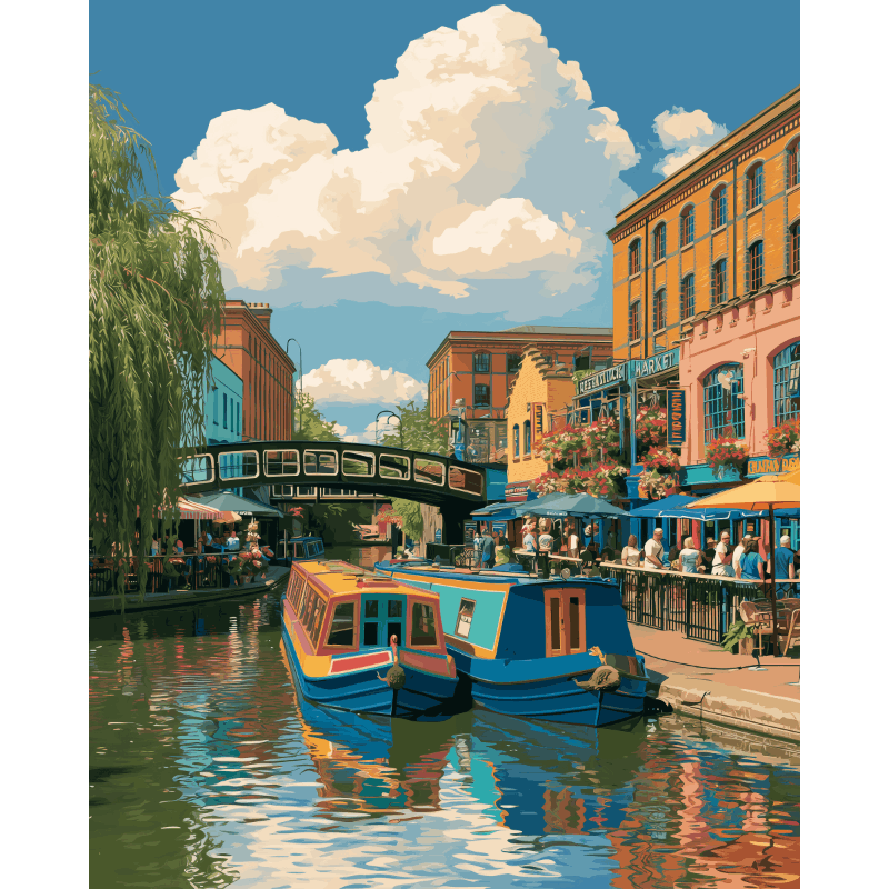 Malen nach Zahlen - Camden Lock Kanal - Malen nach Zahlen