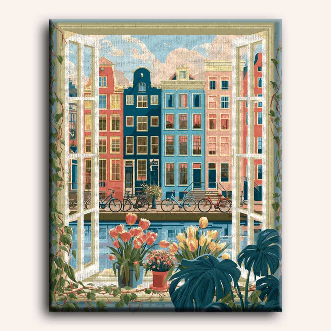 Malen nach Zahlen - Fenster nach Amsterdam