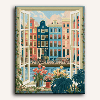 Malen nach Zahlen - Fenster nach Amsterdam