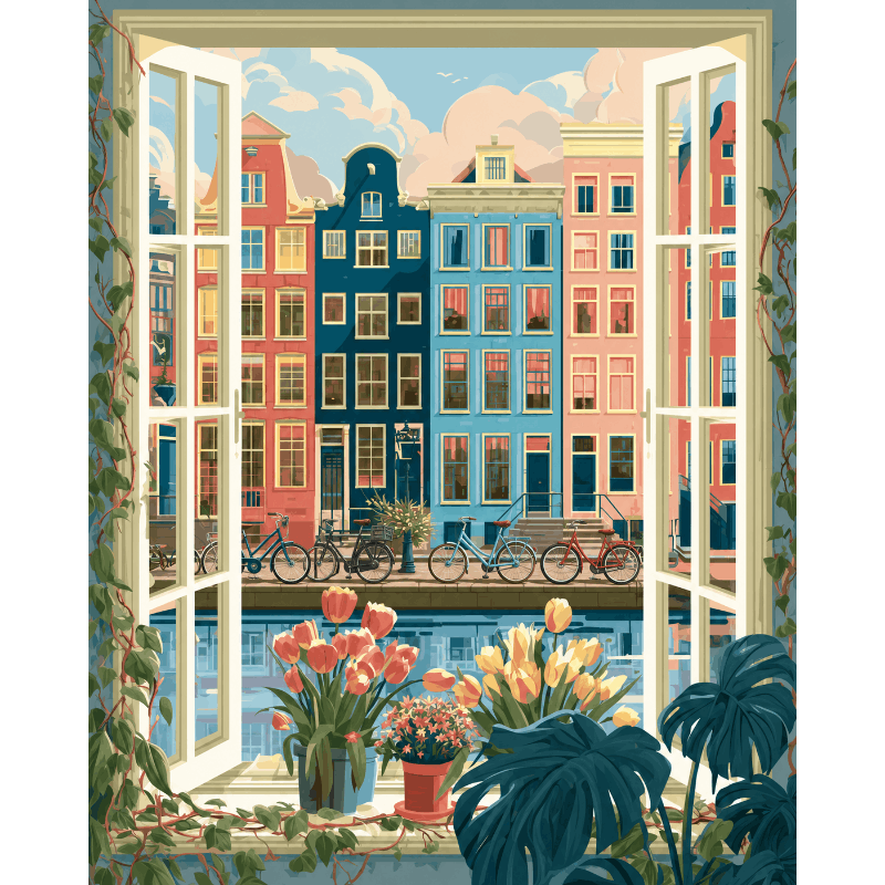 Malen nach Zahlen - Fenster nach Amsterdam - Malen nach Zahlen