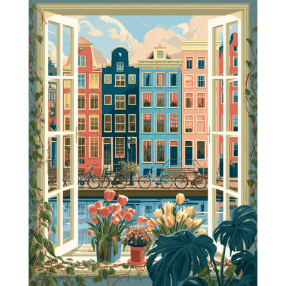 Malen nach Zahlen - Fenster nach Amsterdam - Malen nach Zahlen