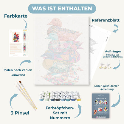 Malen nach Zahlen - Fünf dekorative Enten