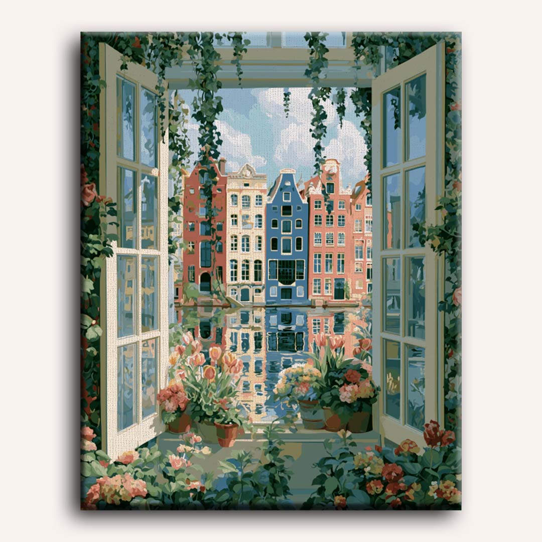 Malen nach Zahlen - Tulpen am Fenster