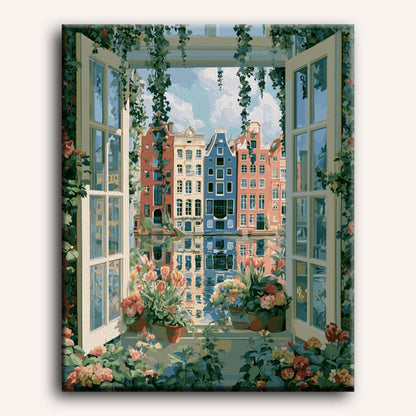 Malen nach Zahlen - Tulpen am Fenster
