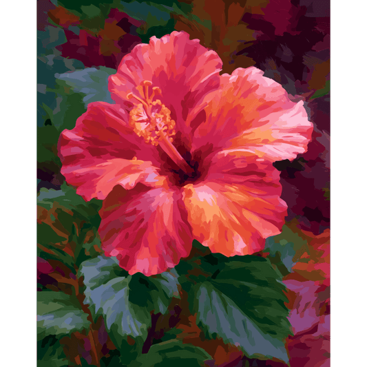 Malen nach Zahlen - Korallen-Hibiskus - Malen nach Zahlen