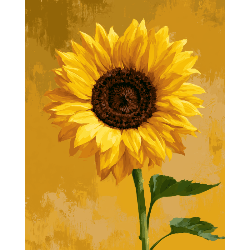 Malen nach Zahlen - Einzelne Sonnenblume - Malen nach Zahlen