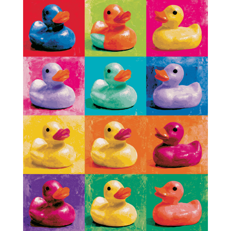 Malen nach Zahlen - Pop-Art-Enten - Malen nach Zahlen