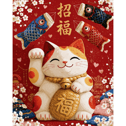 Malen nach Zahlen - Maneki Neko Glück - Malen nach Zahlen