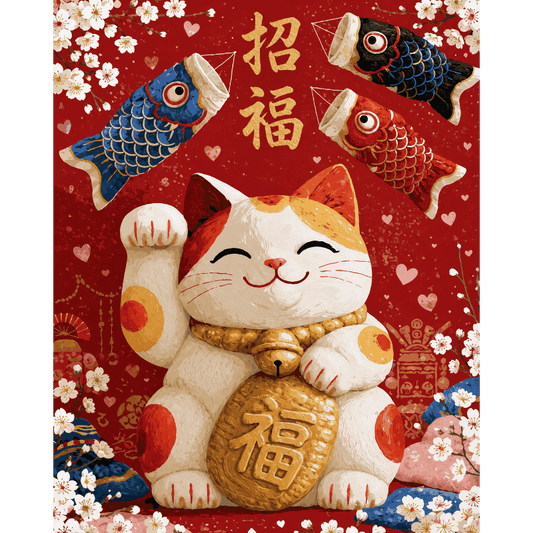 Malen nach Zahlen - Maneki Neko Glück - Malen nach Zahlen
