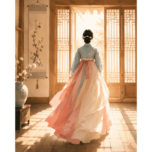 Malen nach Zahlen - Morgen im Hanbok - Malen nach Zahlen