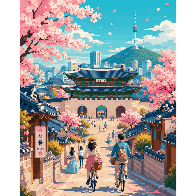 Malen nach Zahlen - Seoul in Blüte - Malen nach Zahlen