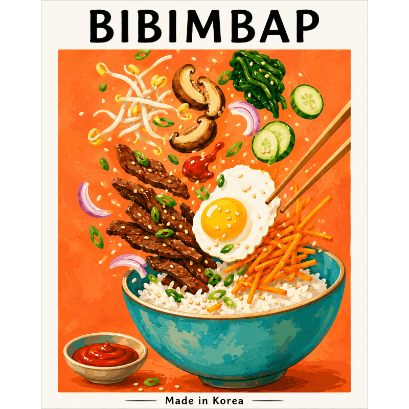 Malen nach Zahlen - Koreanisches Bibimbap - Malen nach Zahlen