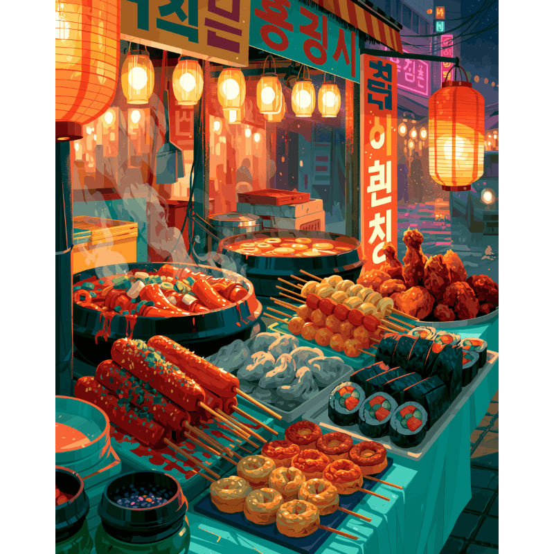 Malen nach Zahlen - Koreanisches Streetfood - Malen nach Zahlen