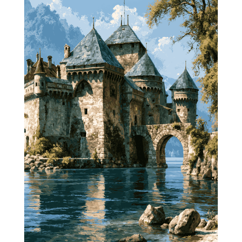 Malen nach Zahlen - Schloss am See - Malen nach Zahlen