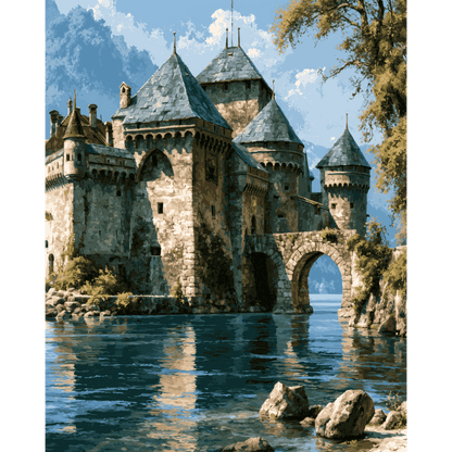 Malen nach Zahlen - Schloss am See - Malen nach Zahlen