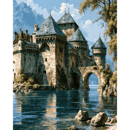 Malen nach Zahlen - Schloss am See - Malen nach Zahlen