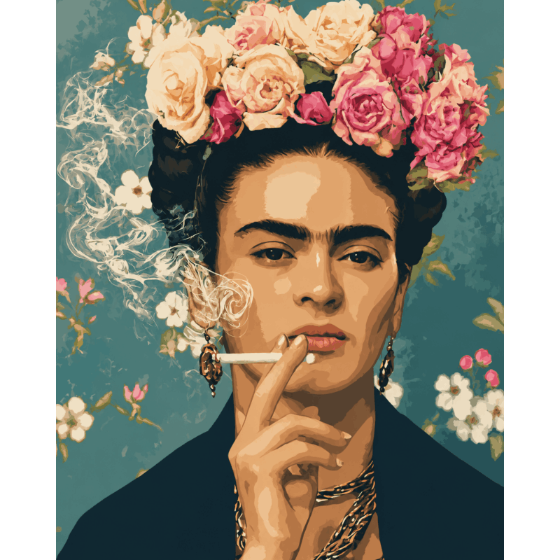 Malen nach Zahlen - Rauchende Frida - Malen nach Zahlen