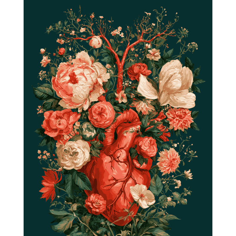 Malen nach Zahlen - Das florale Herz - Malen nach Zahlen