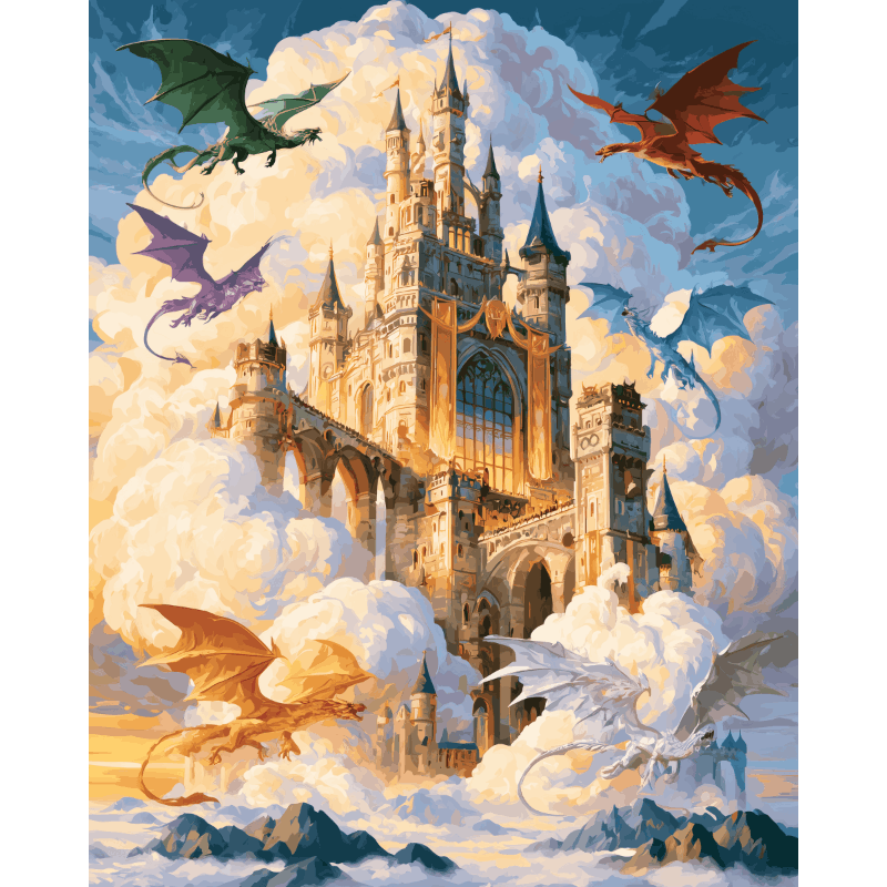 Malen nach Zahlen - Schloss der Drachen - Malen nach Zahlen