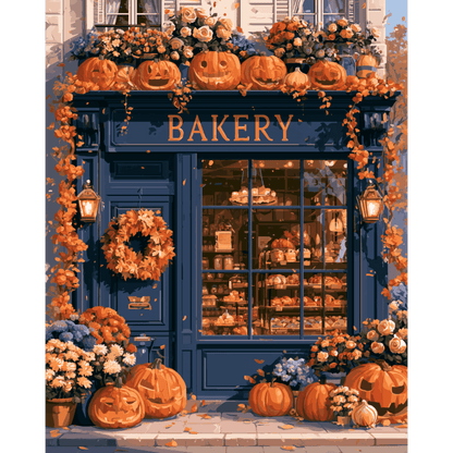 Malen nach Zahlen - Die Halloween-Bäckerei - Malen nach Zahlen