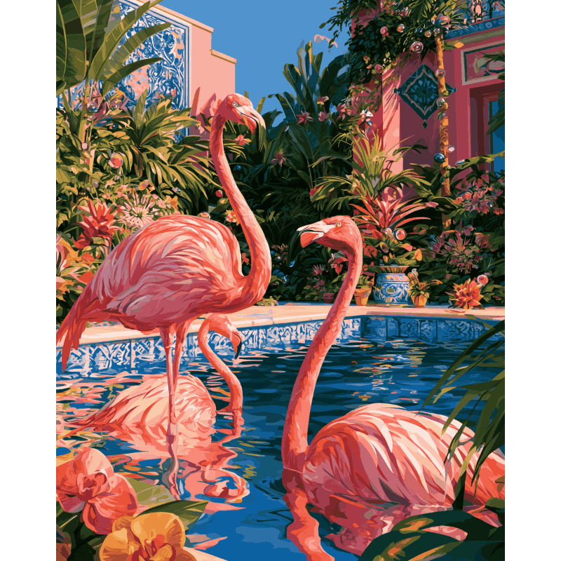 Malen nach Zahlen - Flamingo-Oase - Malen nach Zahlen