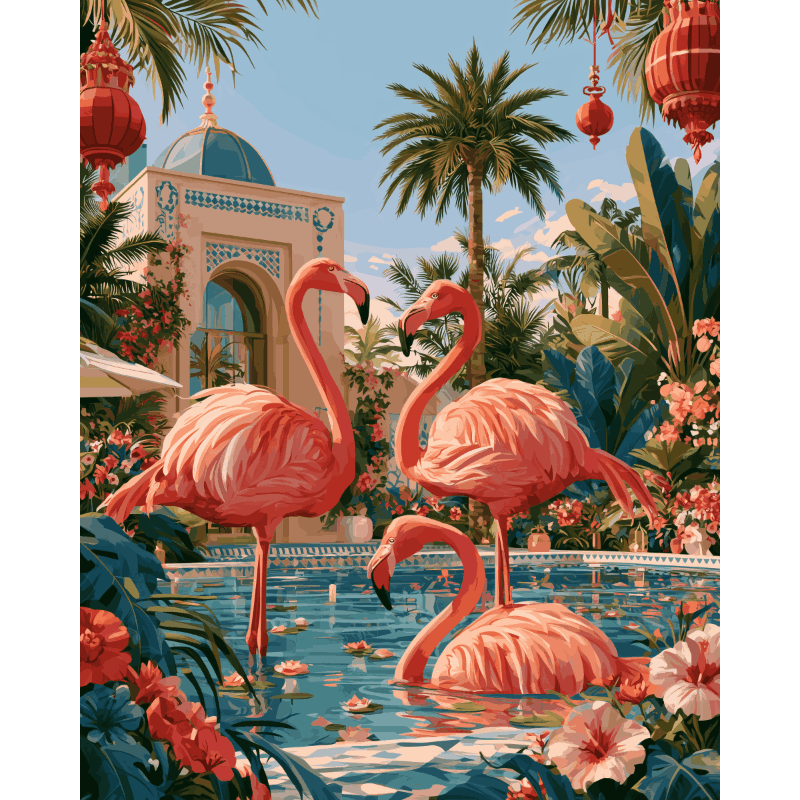 Malen nach Zahlen - Flamingo-Paradies - Malen nach Zahlen