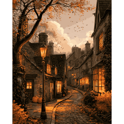 Malen nach Zahlen - Historisches Dorf - Malen nach Zahlen