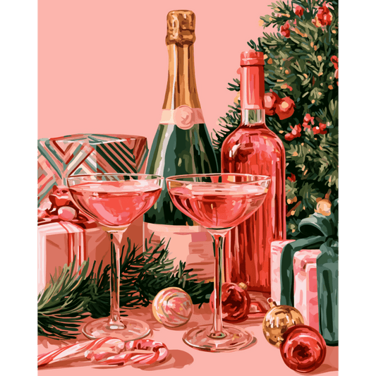 Malen nach Zahlen - Rosé-Weihnachten - Malen nach Zahlen