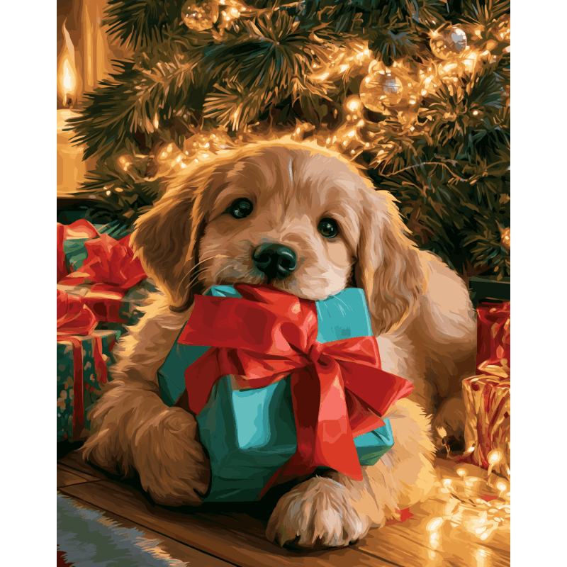 Malen nach Zahlen - Welpen-Weihnachtsgeschenk - Malen nach Zahlen