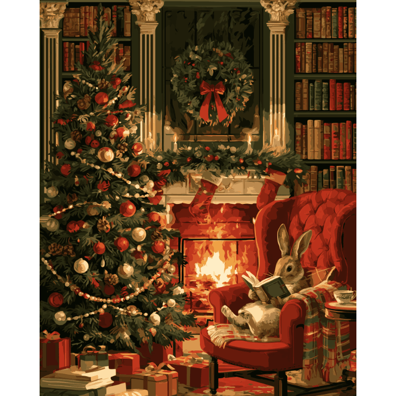Malen nach Zahlen - Hasens Weihnachtslektüre - Malen nach Zahlen