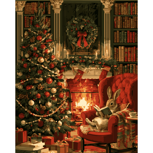 Malen nach Zahlen - Hasens Weihnachtslektüre - Malen nach Zahlen