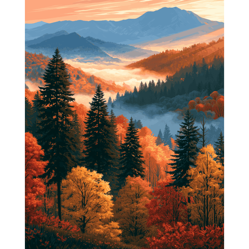 Malen nach Zahlen - Herbstdunst - Malen nach Zahlen