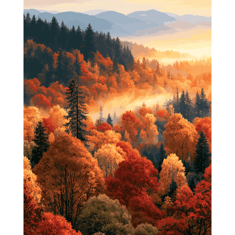 Malen nach Zahlen - Herbstliches Blätterdach - Malen nach Zahlen