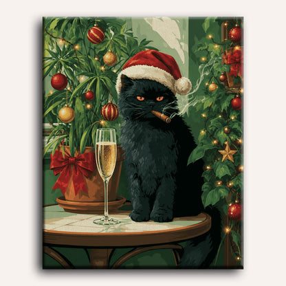Malen nach Zahlen - Freche Weihnachtskatze