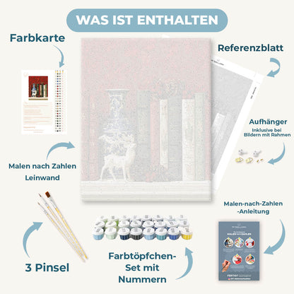 Malen nach Zahlen - Hirsch zwischen Büchern