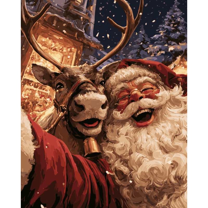 Malen nach Zahlen - Mitternachts-Selfie mit dem Weihnachtsmann - Malen nach Zahlen