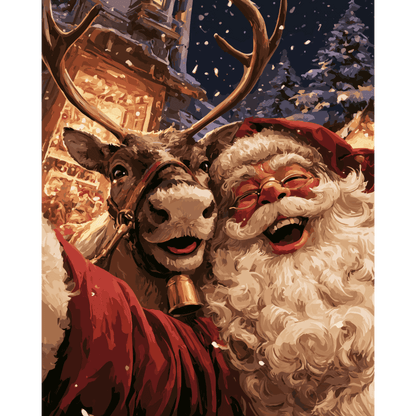 Malen nach Zahlen - Mitternachts-Selfie mit dem Weihnachtsmann - Malen nach Zahlen