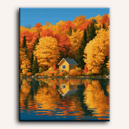 Malen nach Zahlen - Herbstliche Seespiegelung