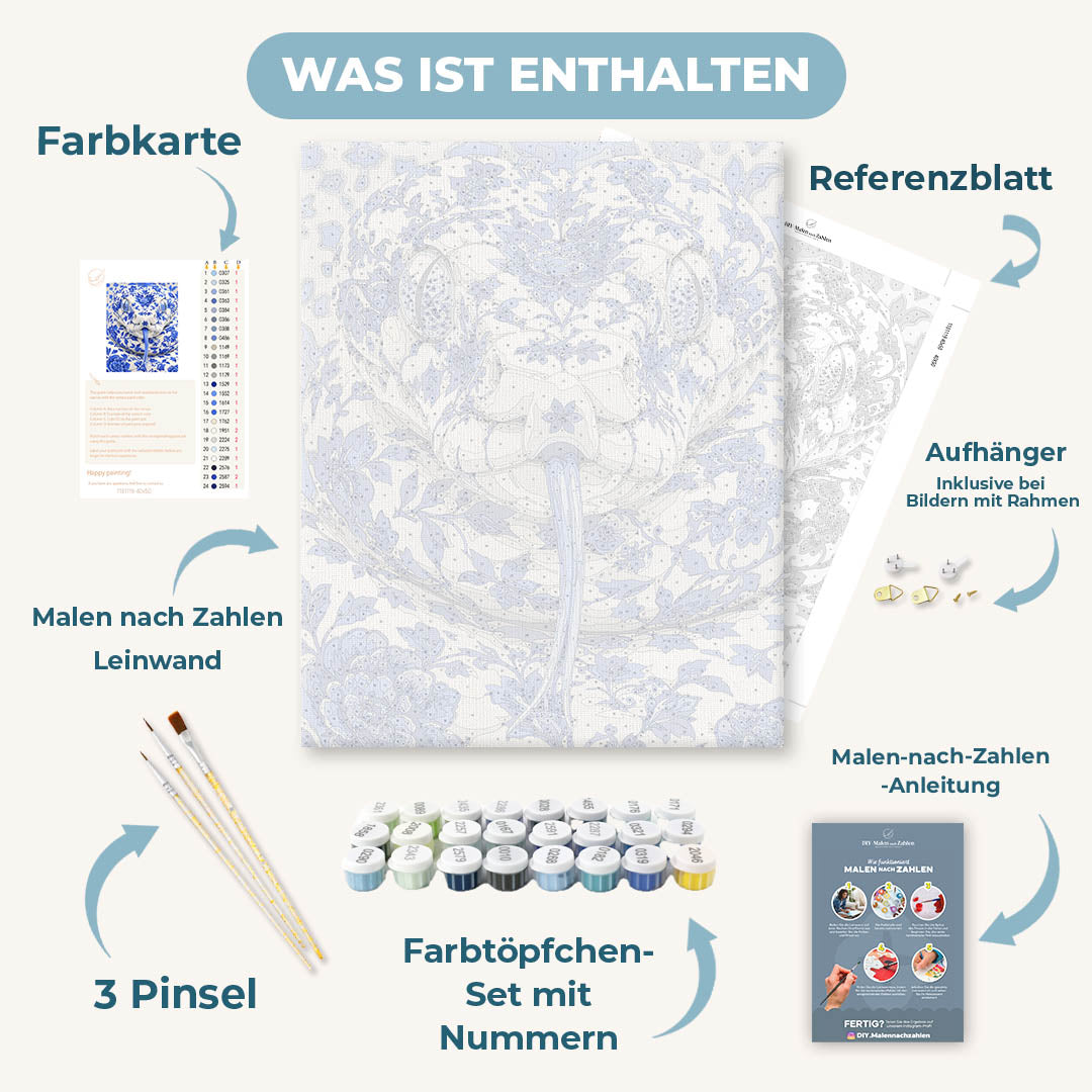 Malen nach Zahlen - Blau-weiße Porzellanschlange