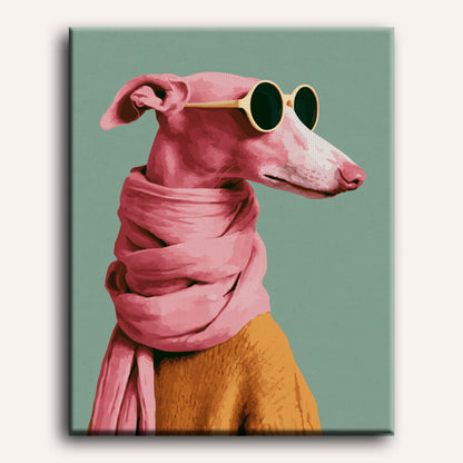 Malen nach Zahlen - Cooler Flamingo-Welpe