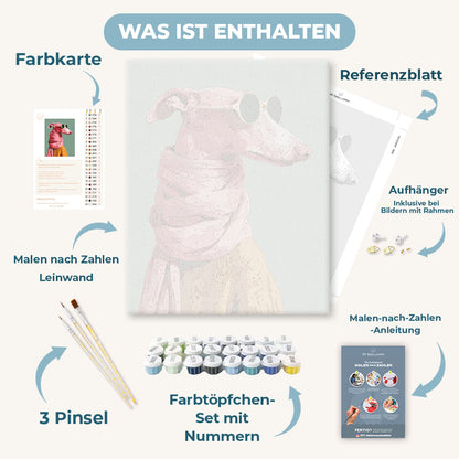 Malen nach Zahlen - Cooler Flamingo-Welpe