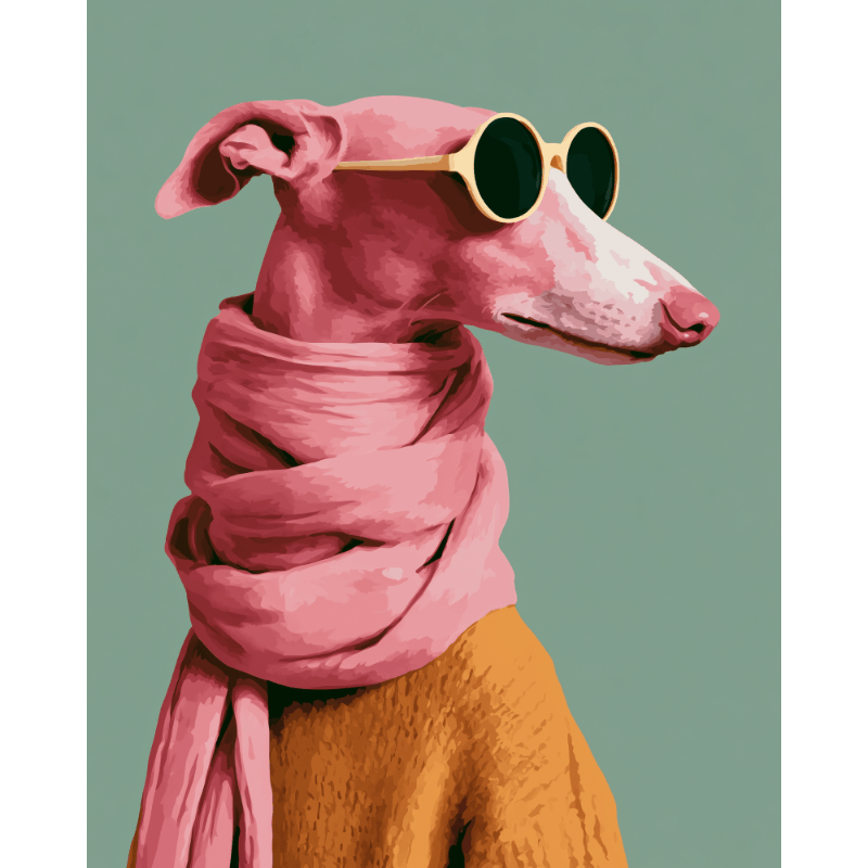 Malen nach Zahlen - Cooler Flamingo-Welpe - Malen nach Zahlen