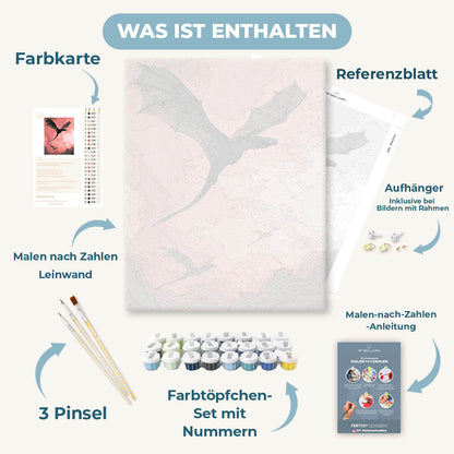Malen nach Zahlen - Drache im rosa Himmel