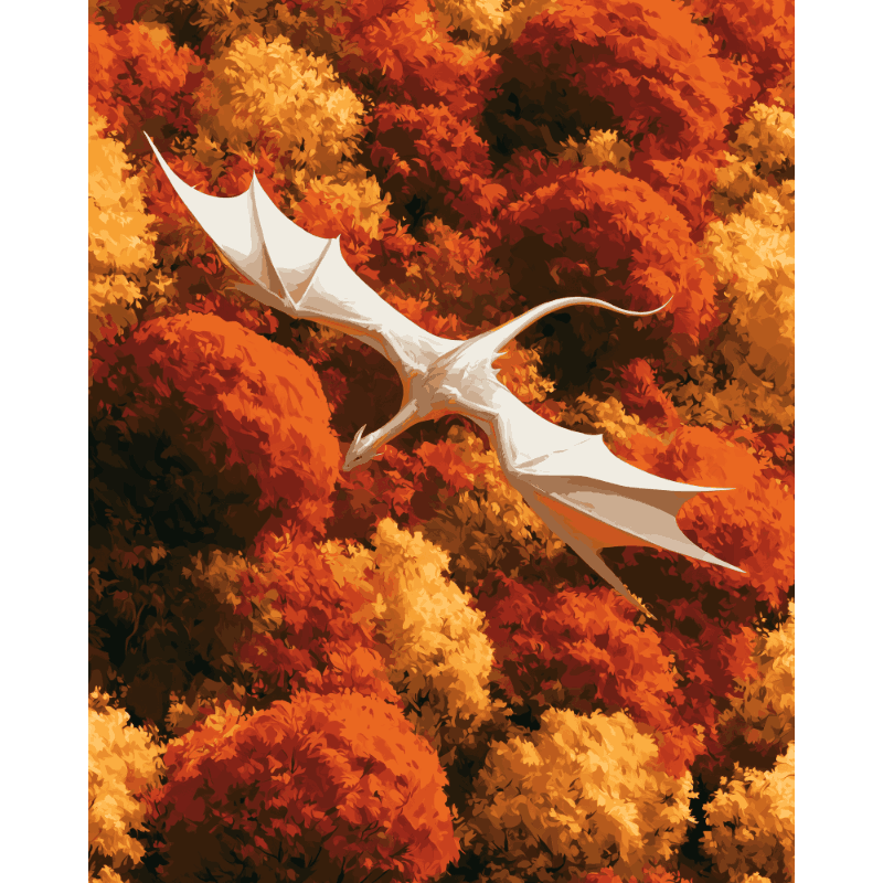 Malen nach Zahlen - Drache über dem Herbst - Malen nach Zahlen
