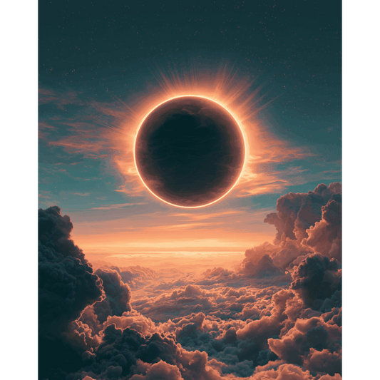 Malen nach Zahlen - Sonnenfinsternis über den Wolken - Malen nach Zahlen