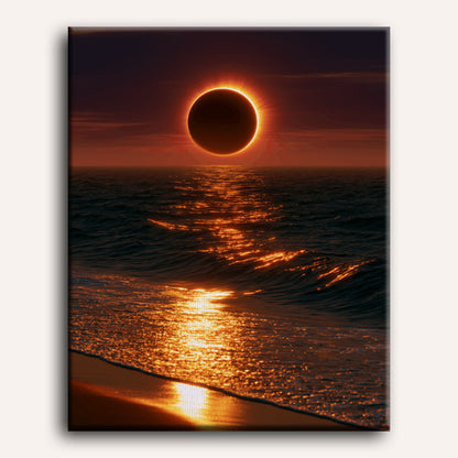 Malen nach Zahlen - Sonnenfinsternis über dem Meer