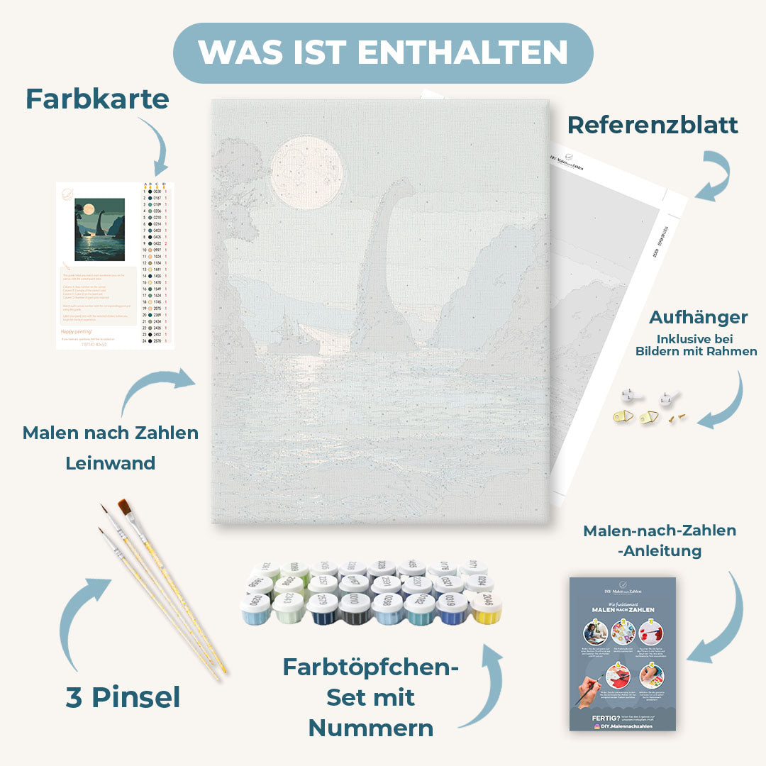 Malen nach Zahlen - Loch Ness im Mondschein