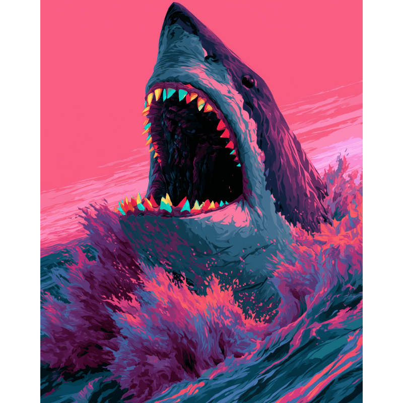 Malen nach Zahlen - Neon-Haibiss - Malen nach Zahlen